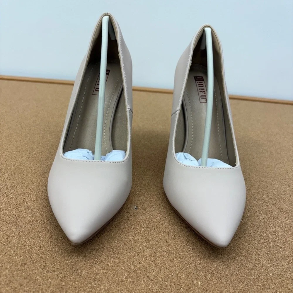 IDIFU‎ IN4 Nude 8 Pointed Toe Block Heel Pumps Womens Neutral Dress Shoes